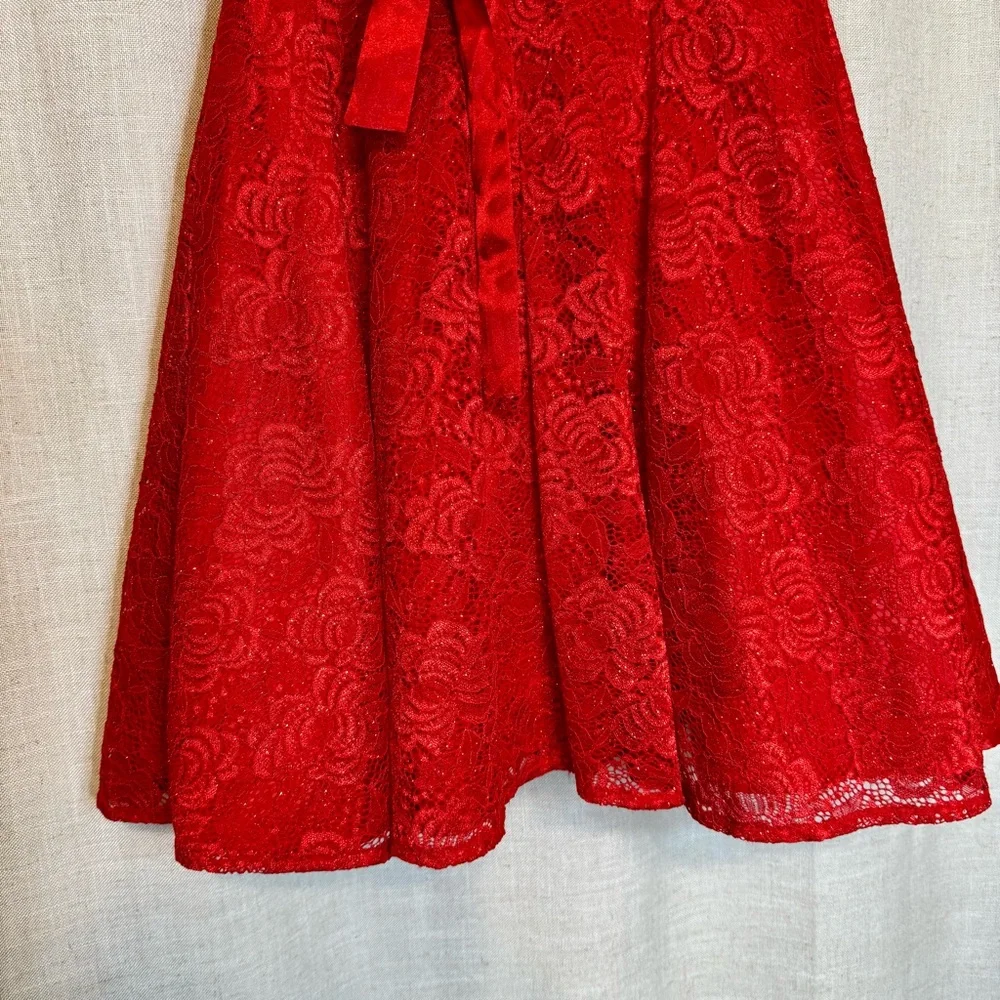 Girls 14 Bonnie Jean Red Sparkle Holiday Dress